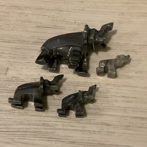 Miniature Glass Elephant Figurines Set Of 4 Trunk Up - Picture 1 of 3